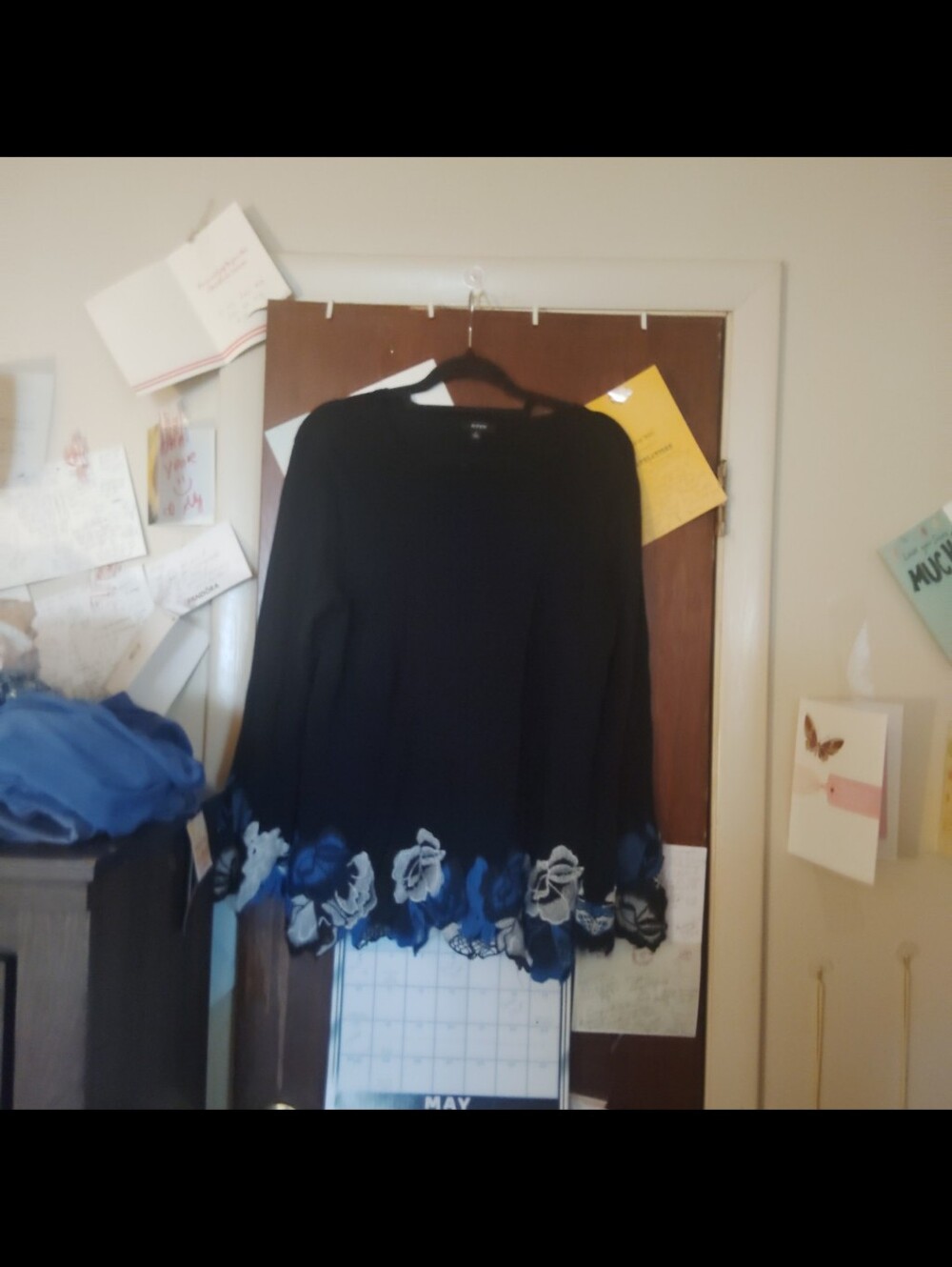 ALFANI Blue/White Lace Trim Sweater XL - Picture 4 of 10